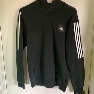 Adidas hoodie, black with white stripes on the arm, size medium